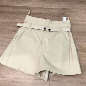 NWOT Zara Coated Tan High Waisted Shorts